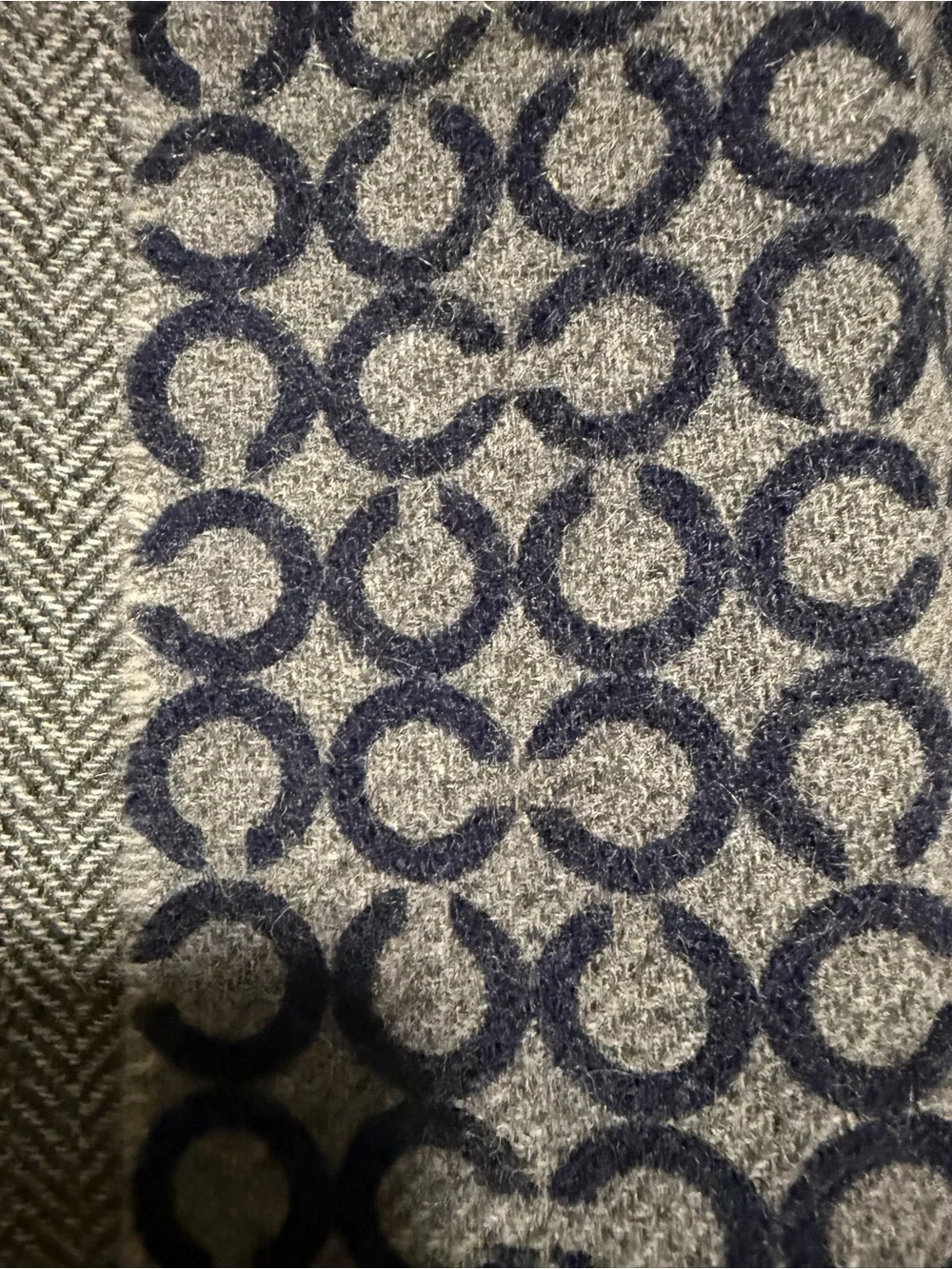 Coach Men's Signature Jacquard Scarf in Charcoal and Black